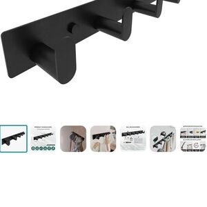 6 Hook Black Heavy Duty Stainless Steel Coat Hanger Wall Mounted (45)